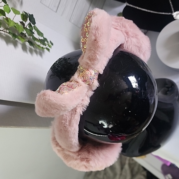 Rose Pink Oversize Earmuffs with Sequin Posable Bow NEW - Picture 7 of 8